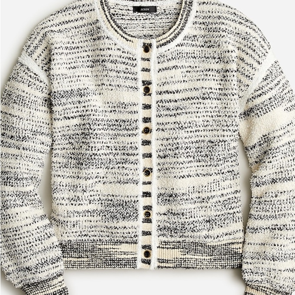 J. Crew Black and White Striped Cardigan